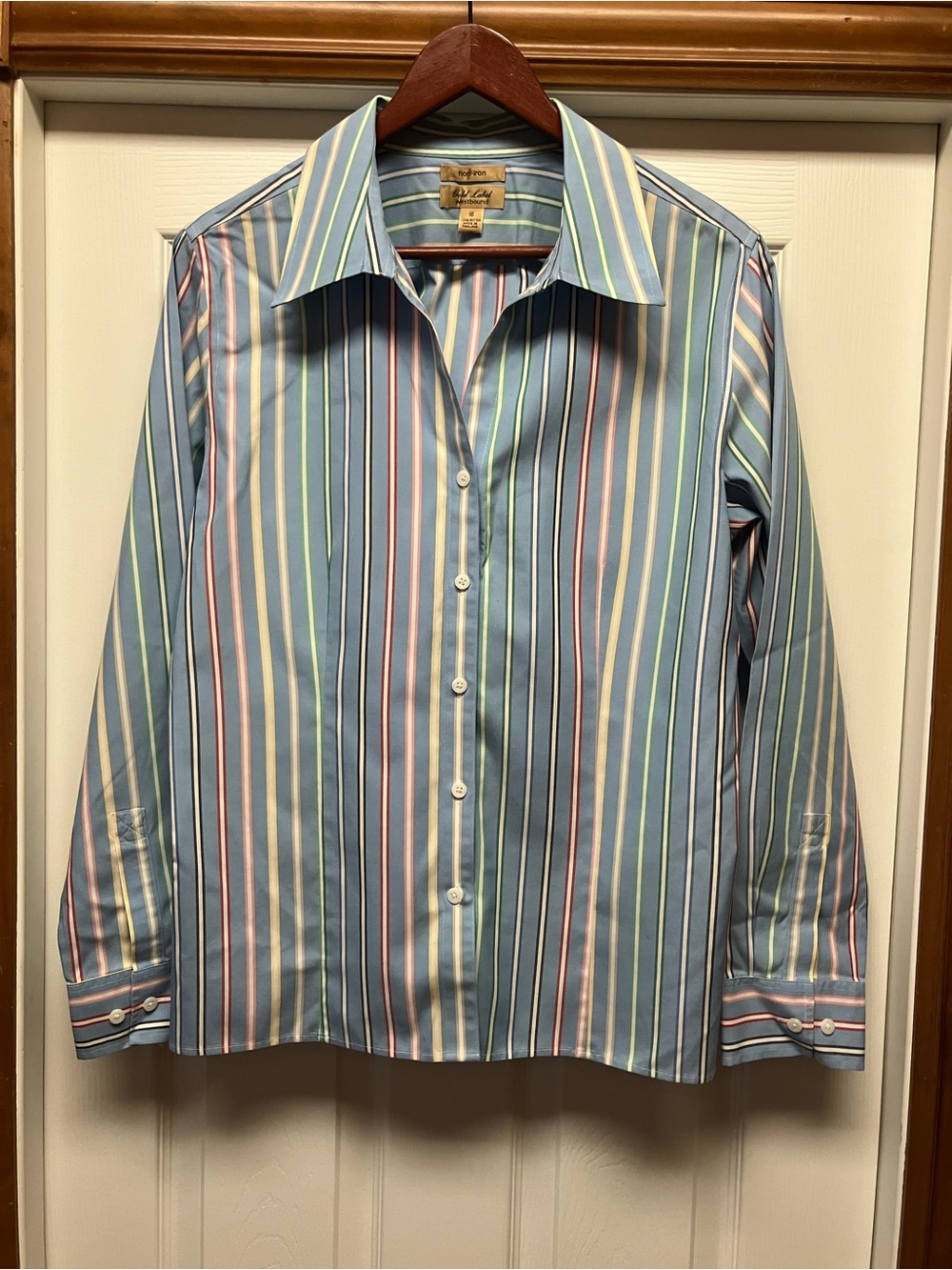 Westbound Women's Pastel Multi-Stripe Button-Down Blouse